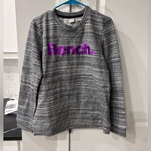 Bench Heather Gray and Vibrant Purple Fleece Lined Crew Sweater Size Large
